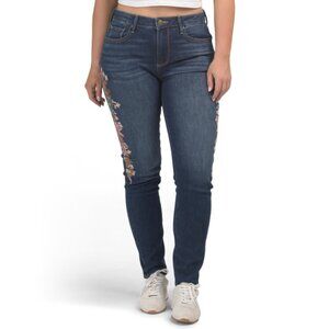 DRIFTWOOD JEANS Dark Wash Jackie X Far East Floral Embroidered Jeans